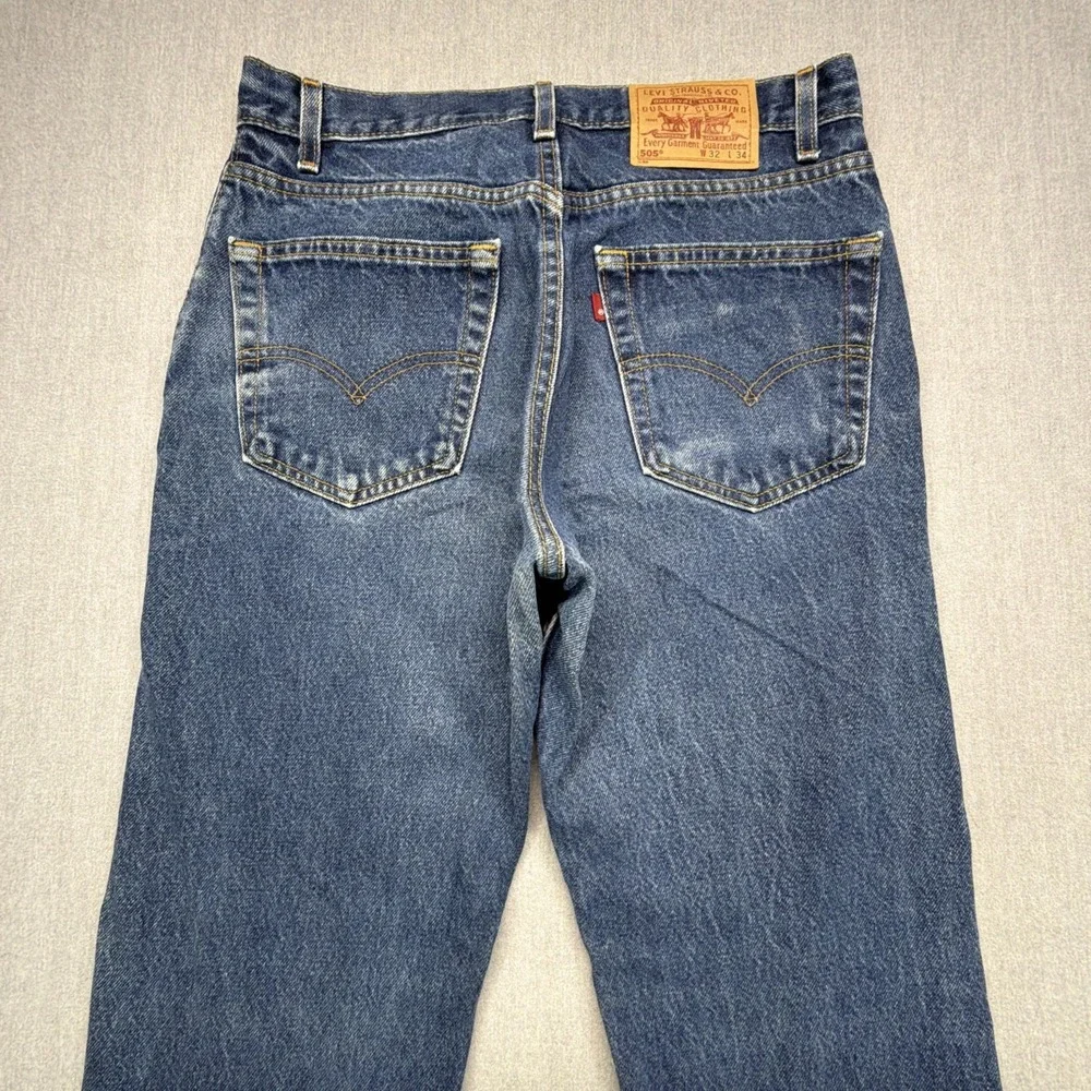 Vintage 90s Levi's 505 Tab Jeans Mens 32x34 (Fits 30x32) Blue Straight Made USA